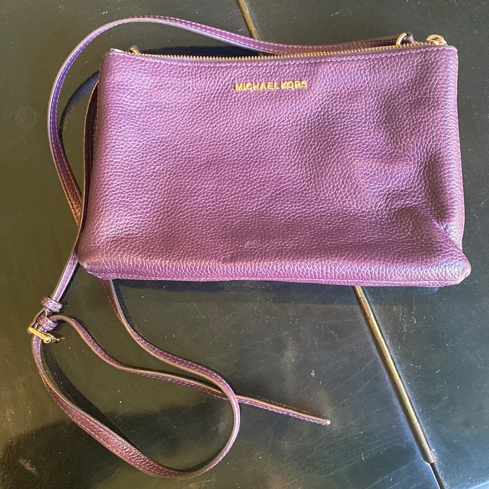 Adele Pebbled Leather Crossbody Bag deep purple/plum